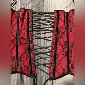 Sexy Black and Red Lace Corset